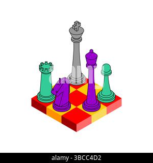 Multicolored chess. Chess game sign for chess club. Concept symbol of the game Stock Vector