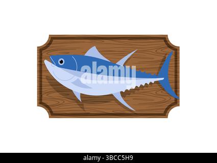Trophy Fish On Board isolated. Fish interior decor. Stock Vector