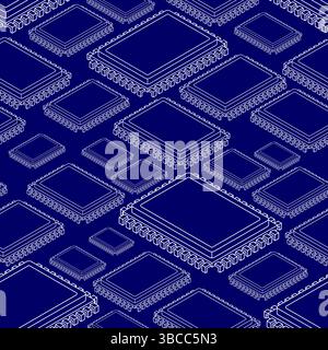 CPU PC pattern seamless. Processor background. Central processing system for computer texture Stock Vector