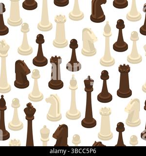 Chess pattern seamless. chess pieces set background Stock Vector