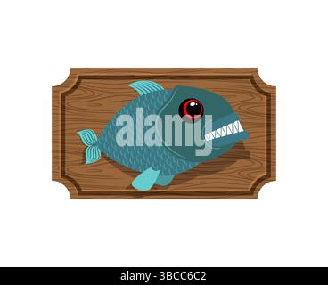 Trophy Fish On Board isolated. Fish interior decor. Stock Vector