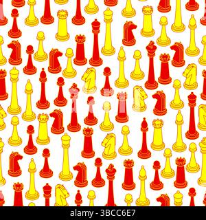 Chess pattern seamless. chess pieces set background Stock Vector