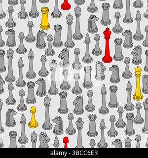 Chess pattern seamless. chess pieces set background Stock Vector