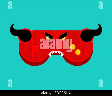 Joystick Satan. Gamepad Red Demon. Monster Game Controller Stock Vector