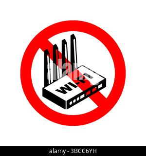 Stop WiFi router! Ban Wi-Fi Internet equipment icon. Red prohibitory sign Wi Fi network equipment symbol Stock Vector