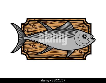 Trophy Fish On Board isolated. Fish interior decor. Stock Vector