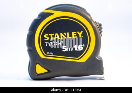 Stanley 5m/16' Tape Measure isolated on a white background. Stock Photo