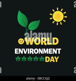 World Environment Day Poster – Eco Awareness Green Nature Graphic Design Stock Vector