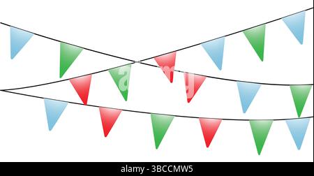 Three colorful birthday party garlands;  vector festive background for moments full of joy; colorful banner for anniversary Stock Vector