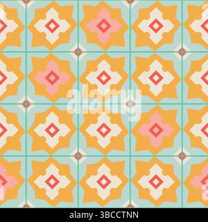 Simple modern trendy tiled seamless pattern. Cute vector design with yellow floral background for fabric, paper. Stock Vector