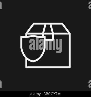 Package Protection Icon Vector Simple Outline Illustration of Cardboard Box with Shield Graphic for Secure Shipping Stock Vector