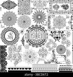 Floral and Mandala Designs Collection Elegant Ornate Patterns. This high-resolution digital collection showcases stunning floral and mandala designs. Stock Vector