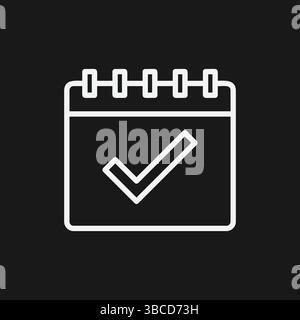 Calendar with Check Mark Icon Vector Simple Outline Illustration of Schedule Completed Graphic Stock Vector
