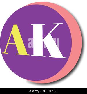 Initial, AK Monogram, Colourful Circular Design Stock Vector