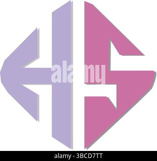 Interlocking, HS Letters, Modern Diamond Design Stock Vector