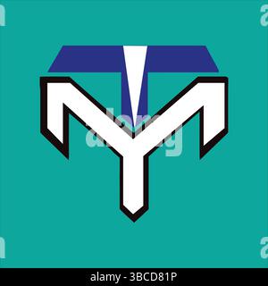 Geometric, TY Monogram, Abstract Teal Background Stock Vector