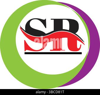 Dynamic, SR Monogram, Abstract Circular Design Stock Vector