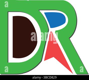 Overlapping, DR Letters, Colourful Monogram Design Stock Vector