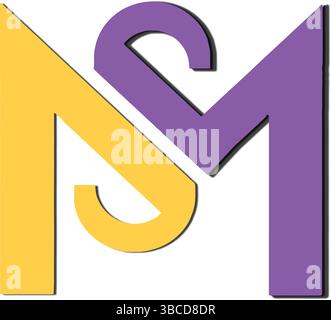 Intersecting, SM Letters, Modern Monogram Design Stock Vector