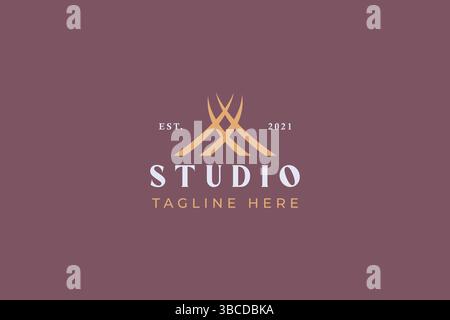 Abstract Ivory and Tent Circus Carnival Sharp Letter M Logo Stock Vector