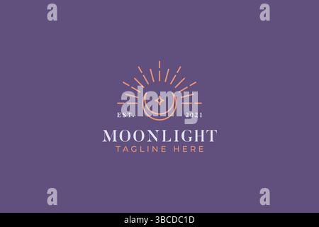 Sacred Geometric Moon Light Symbol Logo Stock Vector