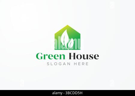 Green House Business Natural Logo Concept Stock Vector
