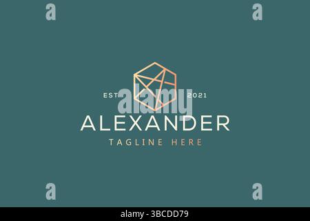 Abstract Hexagon Line Luxury Logo Stock Vector