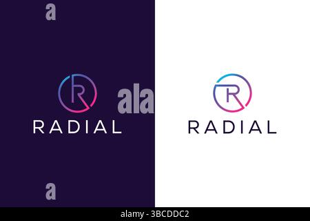 Letter R Circle Logo Business Technology Stock Vector