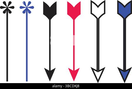 Colorful Directional Arrows with Asterisk Symbols Vector for Navigation and Motion Design Elements Stock Vector