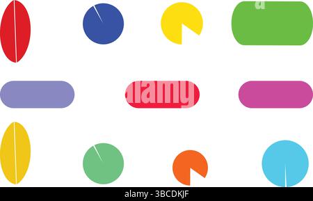 Round and Oval Colorful Vector Buttons and Bars for UI Elements Web Graphics and Interfaces Stock Vector
