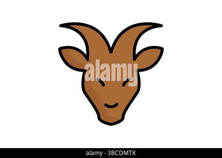 Goat icon. colored outline icon style. icon related to meat. meat elements vector illustration Stock Vector