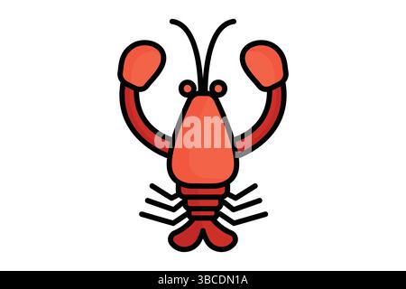 Lobster icon. colored outline icon style. icon related to seafood. food elements vector illustration Stock Vector
