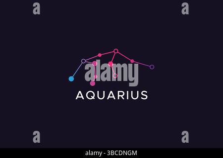 Astrological Sign Gradient Color Aquarius Logo Abstract Stock Vector
