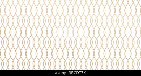 Elegant Weave of Golden Interlaced Lines abstract geometric pattern with stripes, lines woven bamboo background a white and gold wallpaper Stock Vector