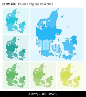 Denmark political map of administrative divisions - regions. Colorful ...