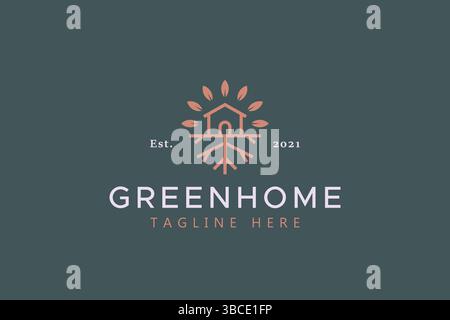 House and Tree Natural Logo Concept Stock Vector