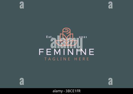 Rose Flower Simple Geometric Feminine Sacred Geometry Symbol Logo Stock Vector