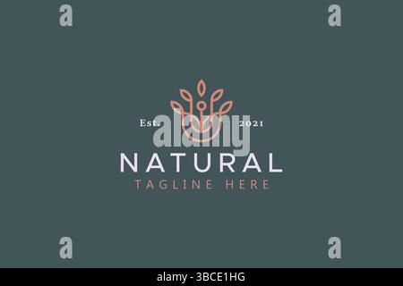 Natural Floral Geometric Unique Concept Logo Stock Vector