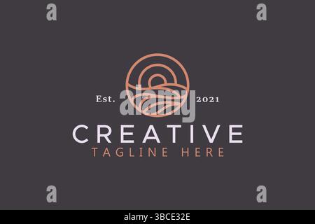 Sun and Wave Illustration Logo Stock Vector