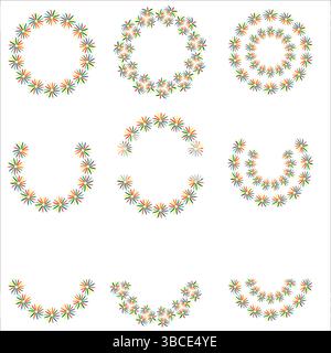 Mandala Floral Decorative Colorful Circle Frame Set Stock Vector