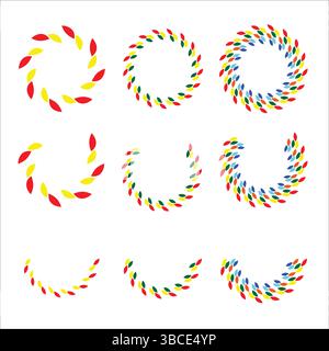 Colorful Spiral Abstract Circle Frame Collection Stock Vector