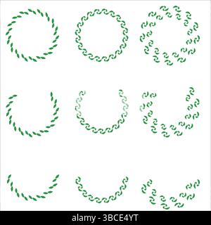 Green Spiral Eco Circle Frame Vector Set Stock Vector