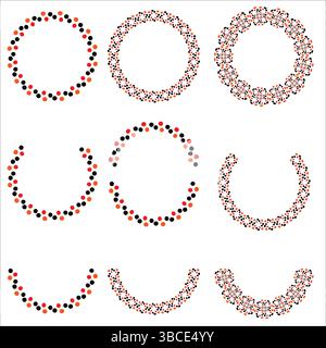 Floral Seamless Botanical Circle Frame Set Stock Vector