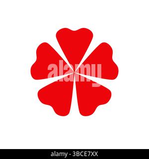 Red Abstract Flower Icon – Minimal 5 Petal Vector Design Stock Vector