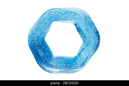 Flowing blue particles in glass geometry, 3d rendering. 3D illustration. Stock Photo