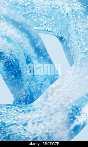 Glass geometry and flowing particles, 3d rendering. 3D illustration ...