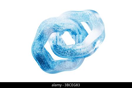 Flowing blue particles in glass geometry, 3d rendering. 3D illustration. Stock Photo