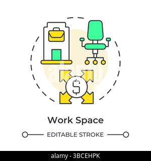 Work space multi color concept icon Stock Vector