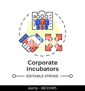 Corporate incubators multi color concept icon Stock Vector