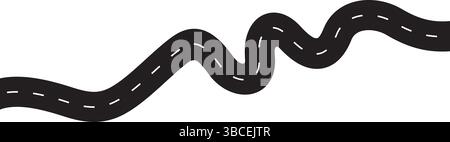 Curve asphalt road path. Highway winding route track. Vector isolated on white. Stock Vector